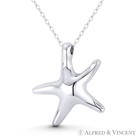 Starfish Ocean Sealife Charm Pendant in .925 Sterling Silver - Picture 1 of 1